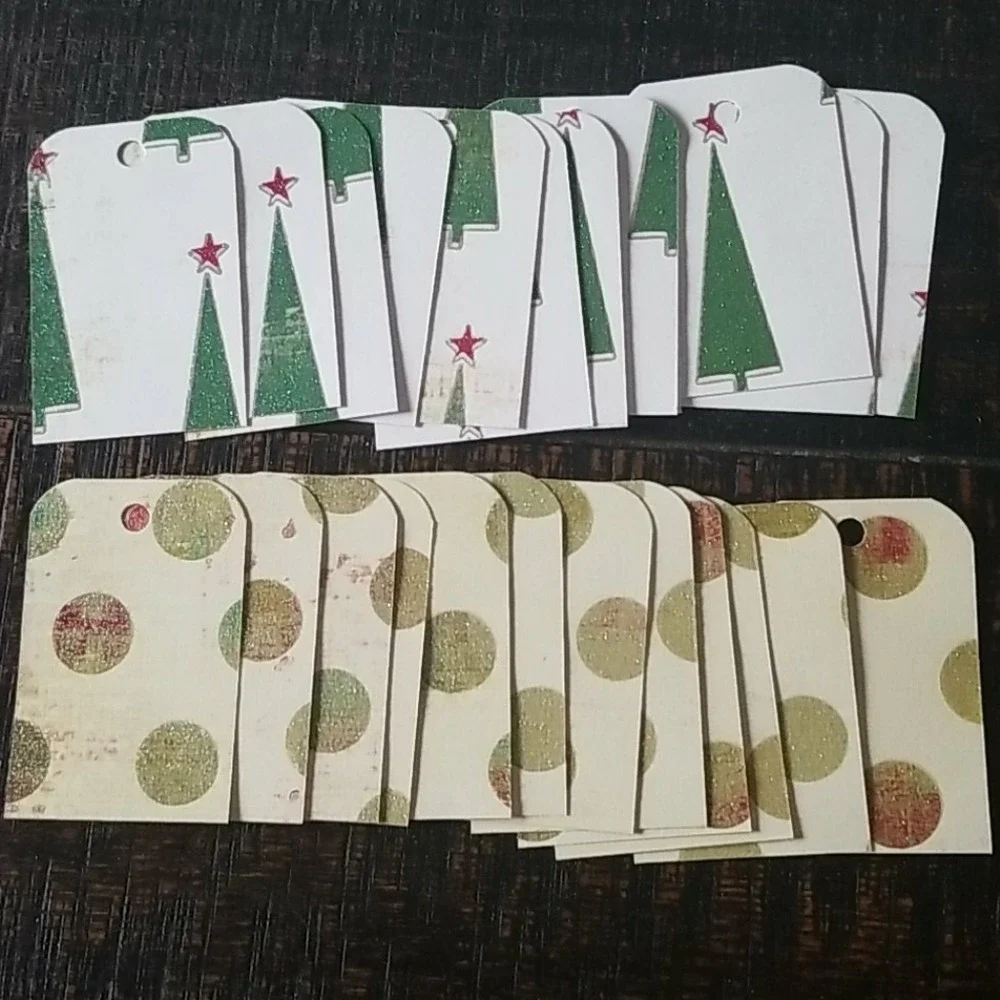 48 Hand Cut Multicolored Cardstock Christmas Gift Tags